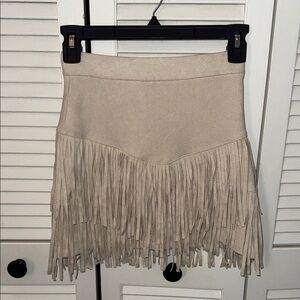 Altar'd State Cream Fringe Mini Skirt